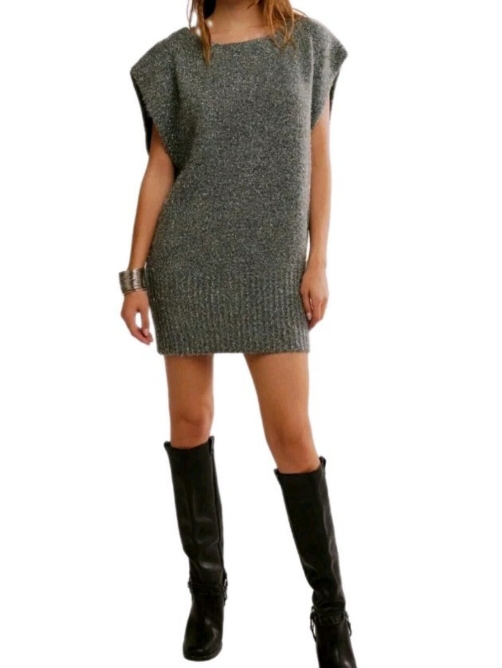 Free People Talia Gray Sweater Minidress Msrp $168